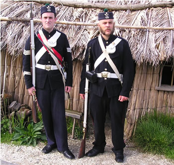 Sjt. Webb and Pvt. Cooper with exact reproductions of all uniform and equipment items